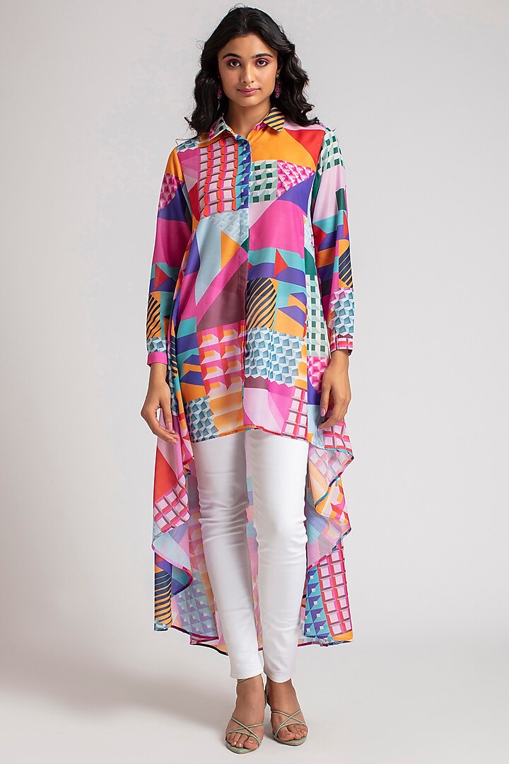 Multi Colored Printed Tunic With Inner by Pankaj & Nidhi at Pernia's Pop Up Shop