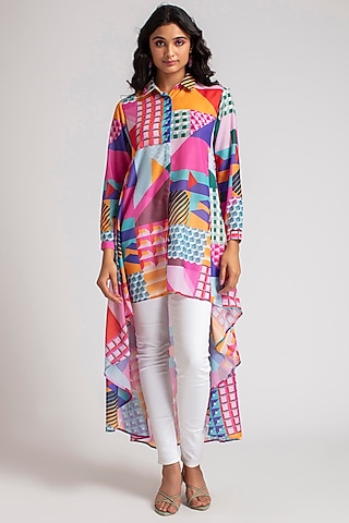 Multi Colored Printed Tunic With Inner by Pankaj & Nidhi