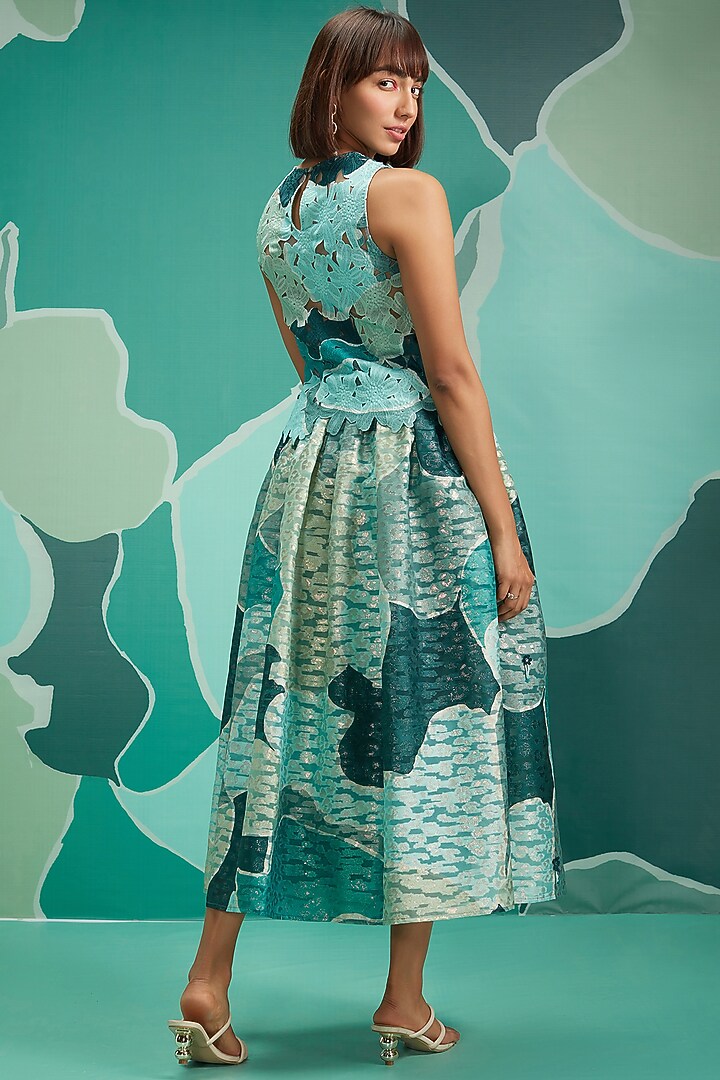 Green Printed & Hand Embellished Top by Pankaj & Nidhi at Pernia's Pop Up Shop