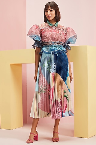 pankaj and nidhi pleated dress CYPRESS PLEATED MAXI DRESS