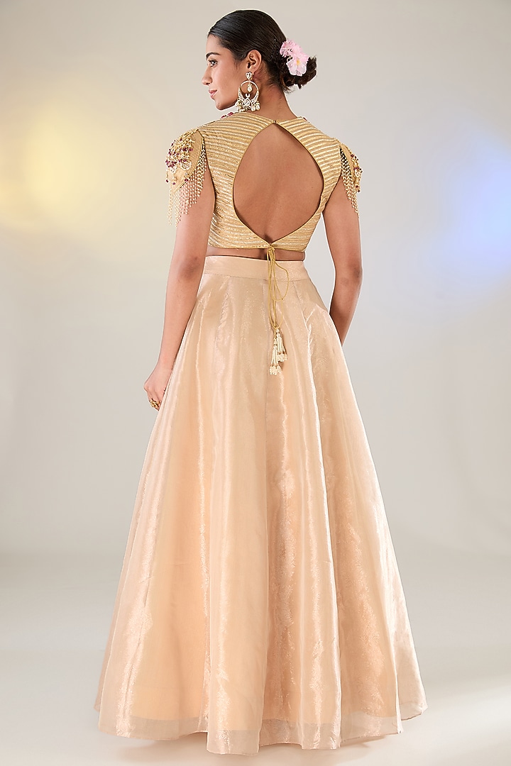 Pink Tissue Layered Skirt Set by Pankaj S Heritage at Pernia's Pop Up Shop