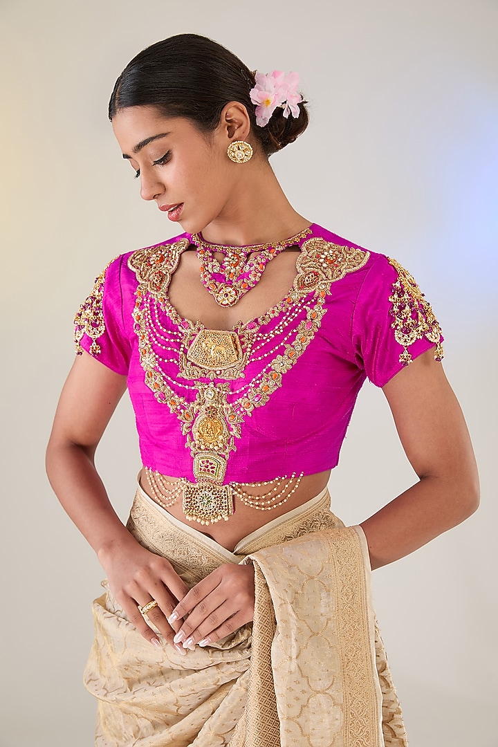Gold Banarasi Tissue Reception Saree Set by Pankaj S Heritage at Pernia's Pop Up Shop
