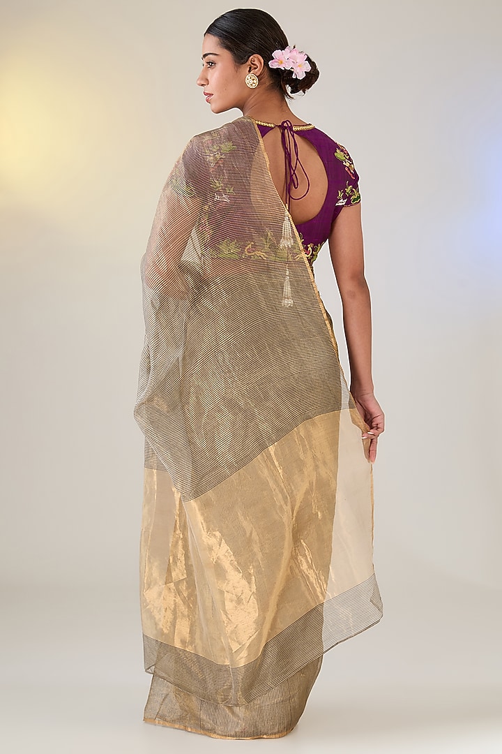 Grey Banarasi Tissue Reception Saree Set by Pankaj S Heritage at Pernia's Pop Up Shop