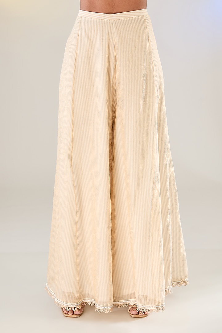 Ivory Georgette Jaal Work Chikankari Kurta Set by Pankaj S Heritage at Pernia's Pop Up Shop