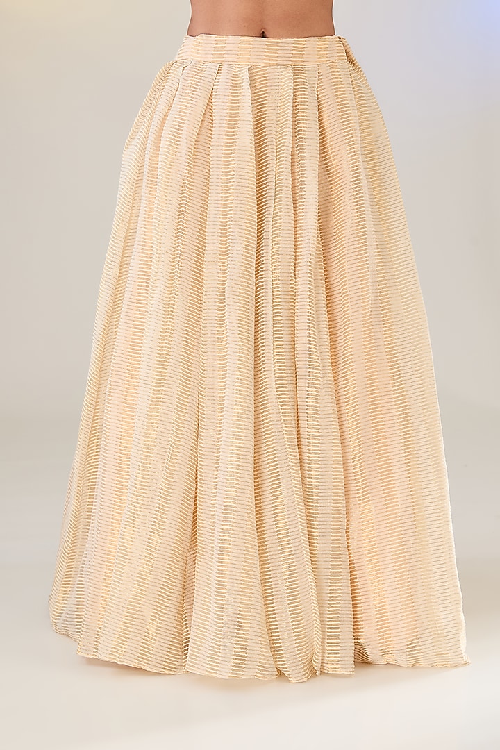 Powder Peach Georgette Swarovski Work Chikankari Layered Jacket Bridal Lehenga Set by Pankaj S Heritage at Pernia's Pop Up Shop