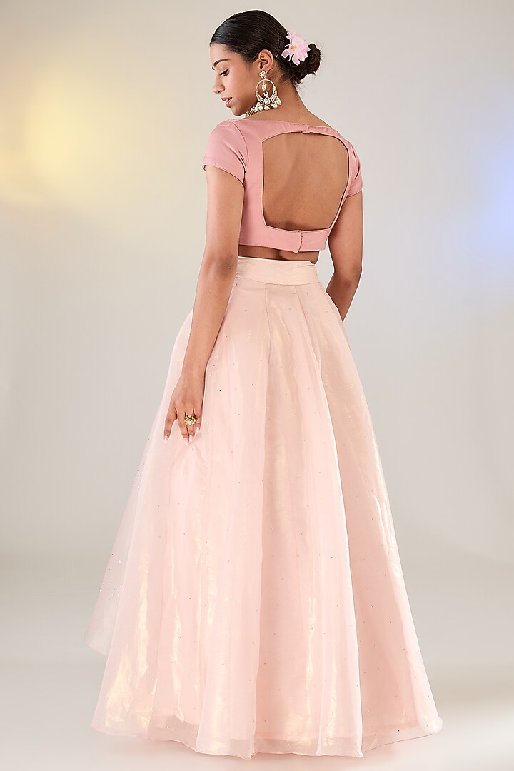 Pink Georgette Pearl Work Chikankari Cape Set by Pankaj S Heritage at Pernia's Pop Up Shop