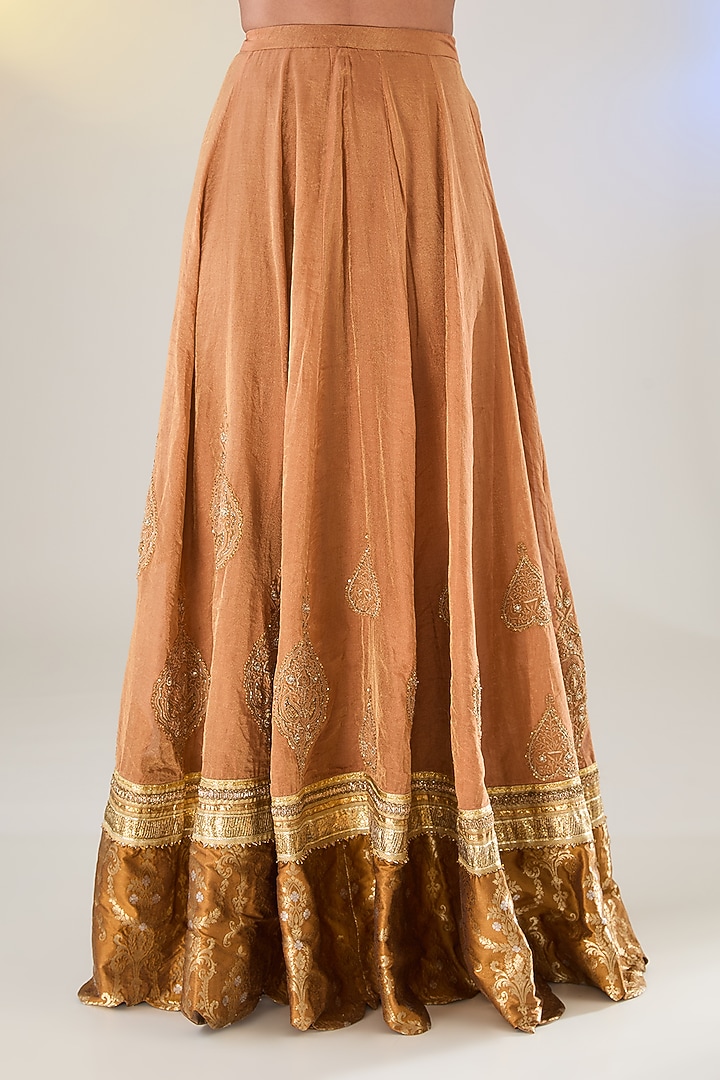 Beige & Brown Banarasi Tissue Chikankari Bridal Sharara Set by Pankaj S Heritage at Pernia's Pop Up Shop
