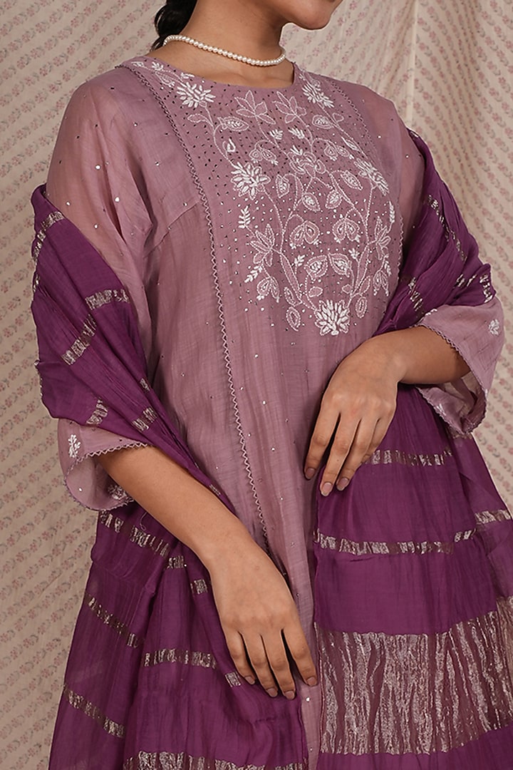 Mul Chanderi Kurta Pant Dupatta Set with Embroidery Work – Women’s Ethnic Wear (Sizes M–3XL)