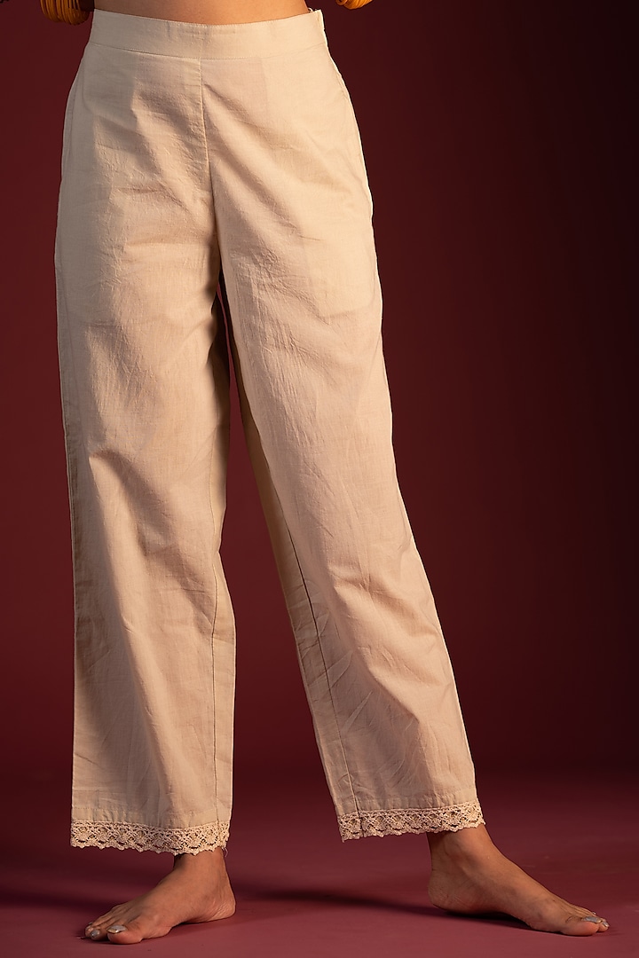 Sage Green Cotton Churidar Pants Design by Pants and Pajamas at
