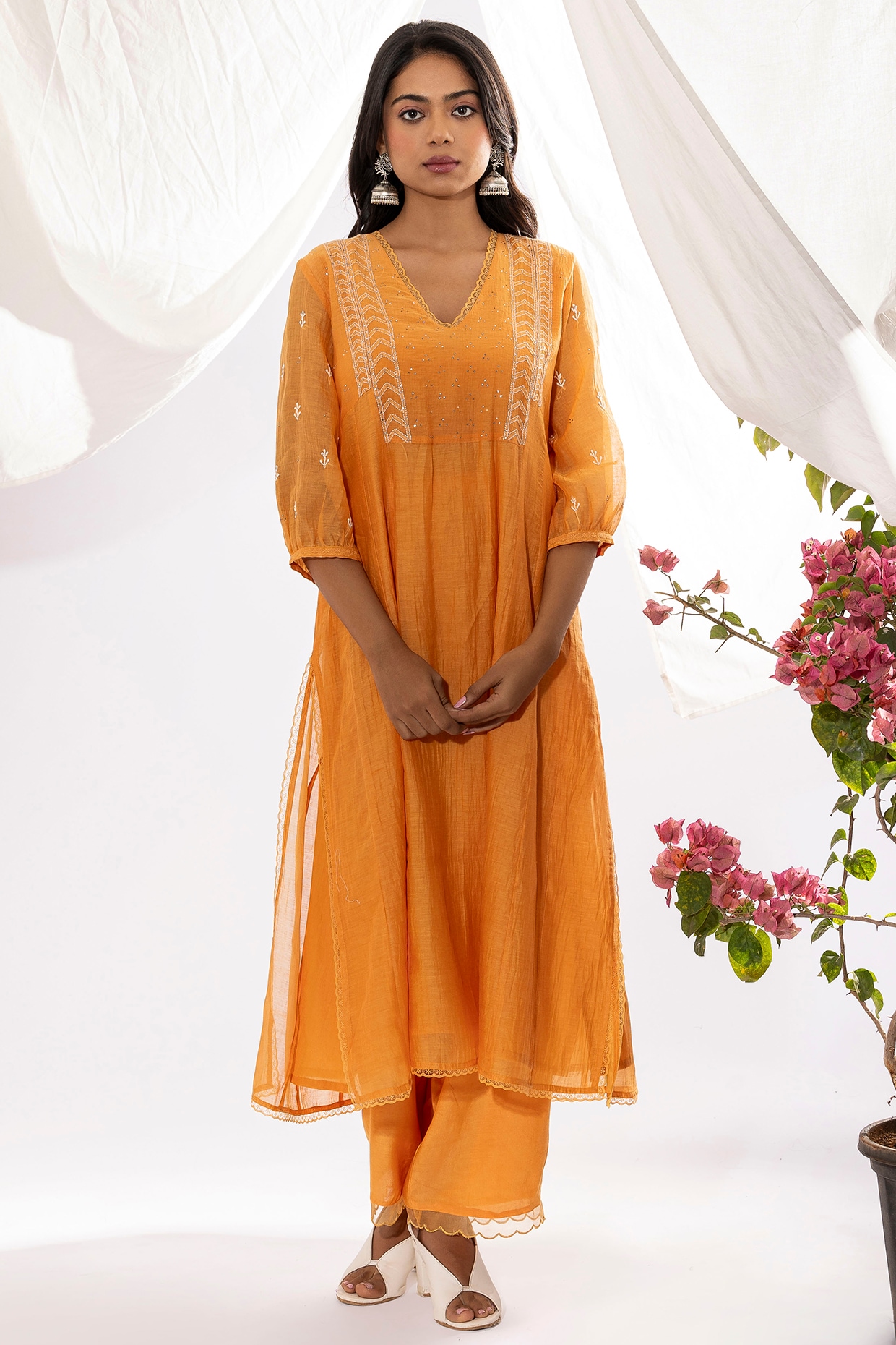 Aglowing Orange Color Heavy Georgette With Sequence Work Salwar Suit | Kurti  designs latest, Long kurti designs, Stylish dresses