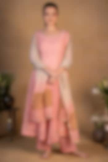 Blush Pink Chanderi Silk Zari Border Dupatta by Pants and Pajamas at Pernia's Pop Up Shop