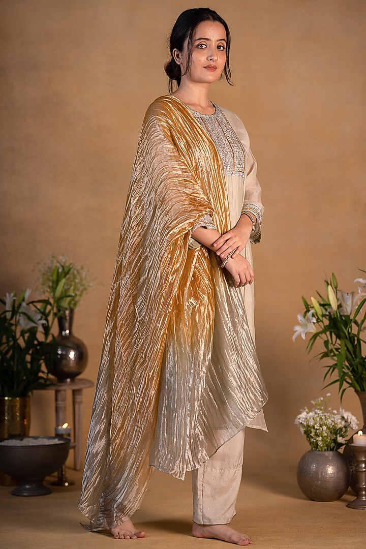 Sage Green Embroidered Kurta Set by Pants and Pajamas at Pernia's Pop Up Shop