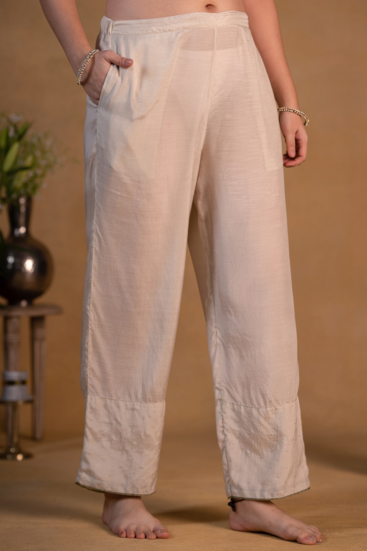 Sage Green Cotton Churidar Pants Design by Pants and Pajamas at Pernia's  Pop Up Shop 2024
