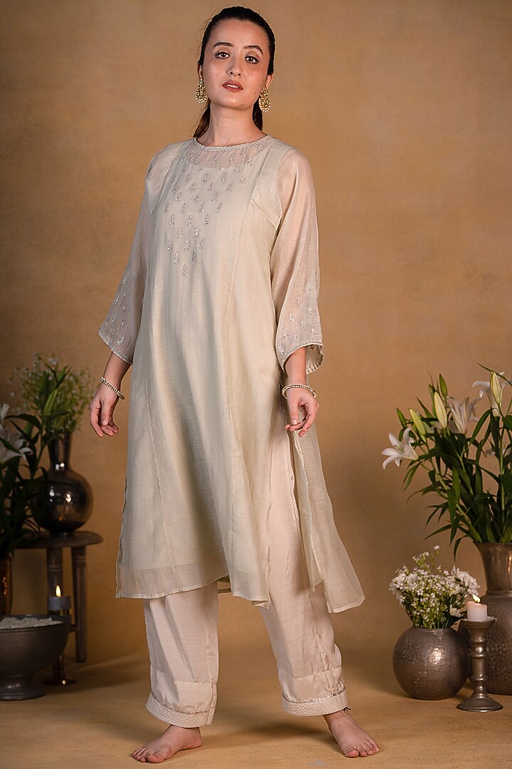 Sage Green Cotton Silk Pants by Pants and Pajamas at Pernia's Pop Up Shop