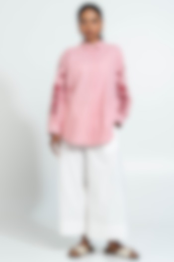 Lilac Handwoven Cotton Embroidered Stripe Shirt by Pants and Pajamas at Pernia's Pop Up Shop