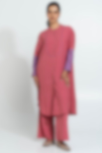 Pink Handwoven Cotton Stripe Tunic by Pants and Pajamas at Pernia's Pop Up Shop