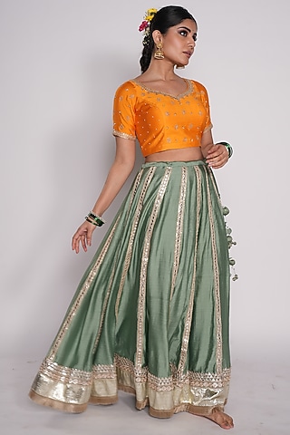 Orange Embroidered Blouse by Pants and Pajamas