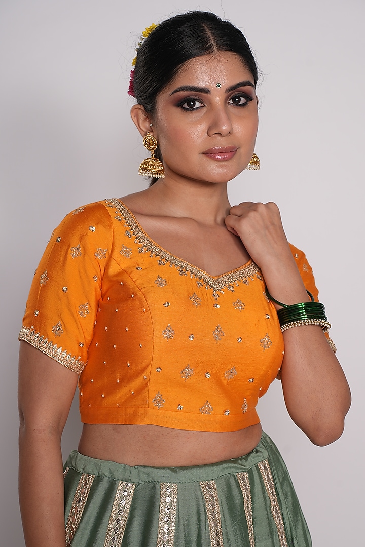 Orange Embroidered Blouse by Pants and Pajamas at Pernia's Pop Up Shop