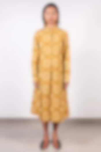 Mustard Ajrakh Printed Dress by Paon