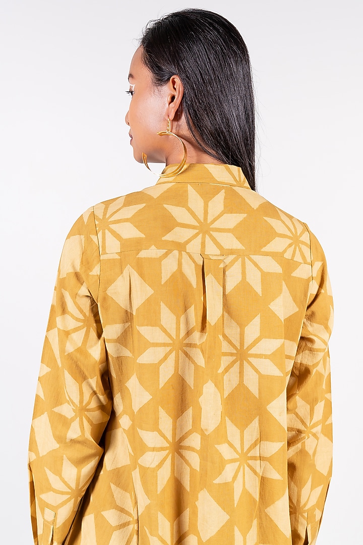 Mustard Ajrakh Printed Summer Dress by Paon at Pernia's Pop Up Shop