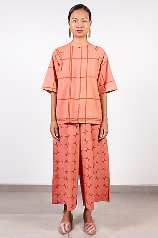 Pink Printed Culotte Pants by Paon