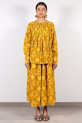 Mustard Printed Top by Paon