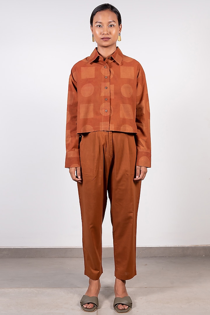 Brown Cotton Pants by Paon