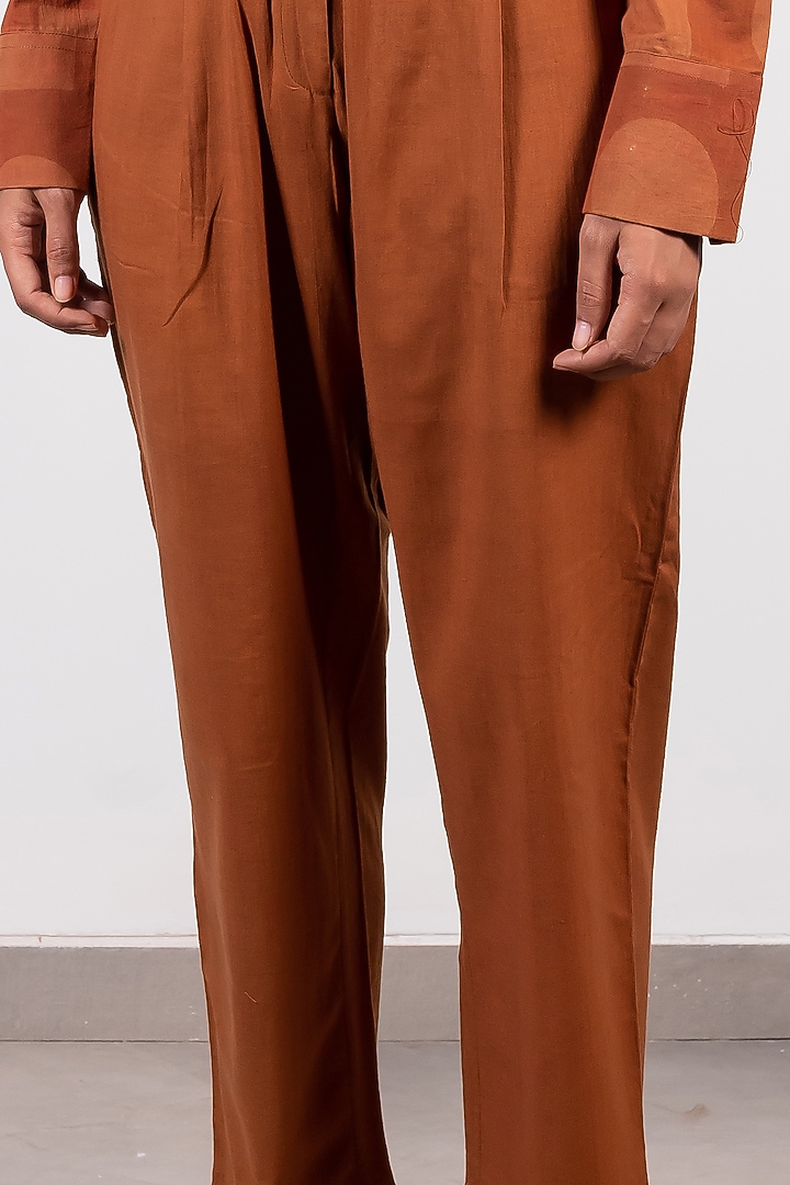 Brown Cotton Pants by Paon at Pernia's Pop Up Shop