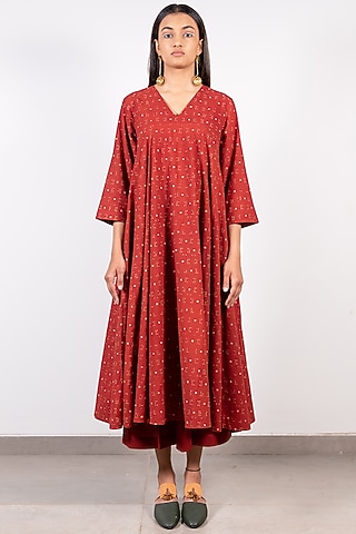 Terra Cotta Printed Tunic Set by Paon