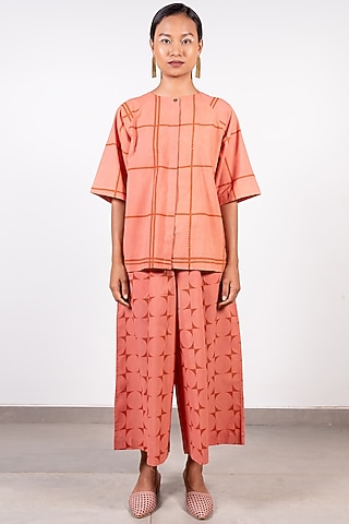 Pink Printed Pant Set by Paon