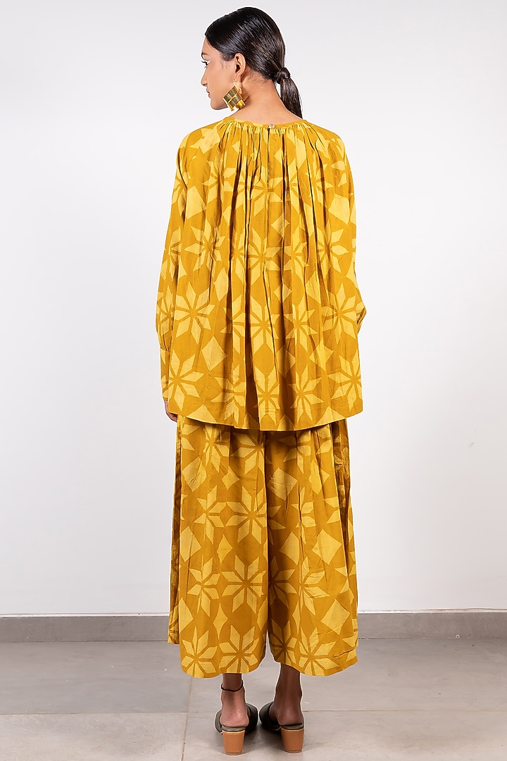 Bright Mustard Printed Pant Set by Paon at Pernia's Pop Up Shop