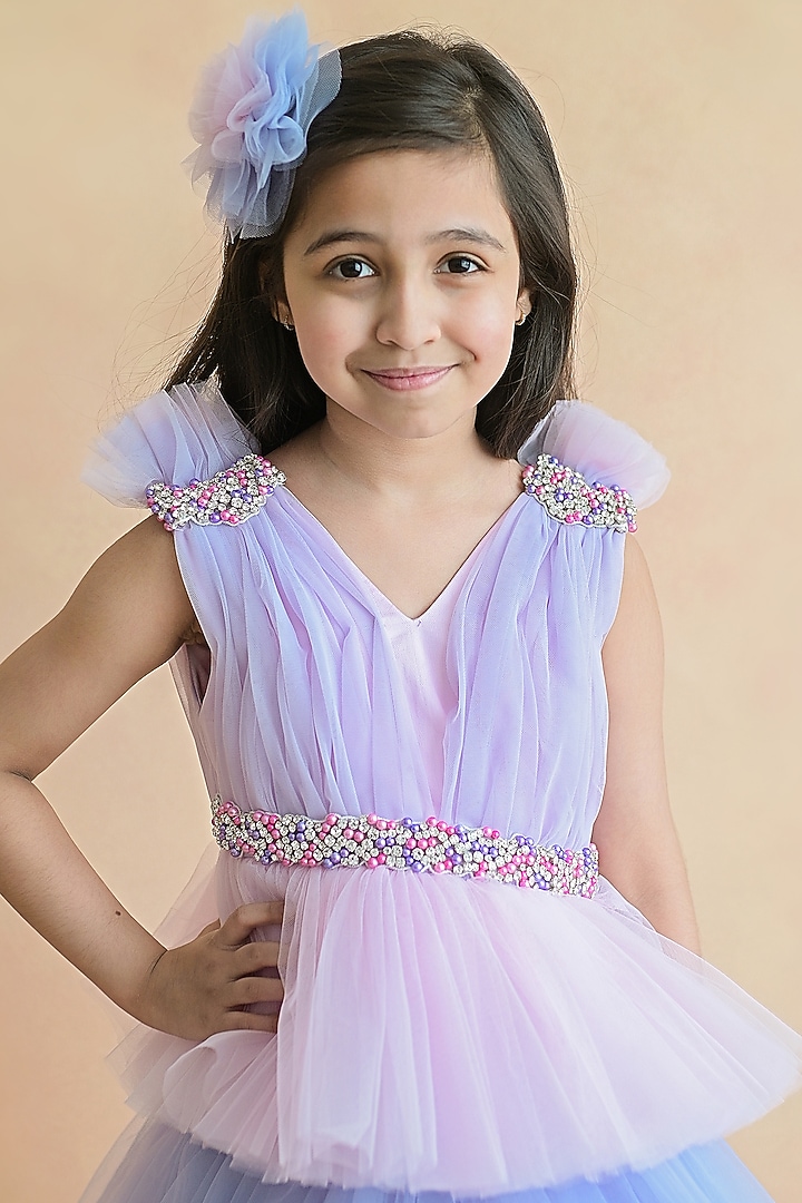 Blue & Pink Tulle Dress For Girls by pa:paa at Pernia's Pop Up Shop