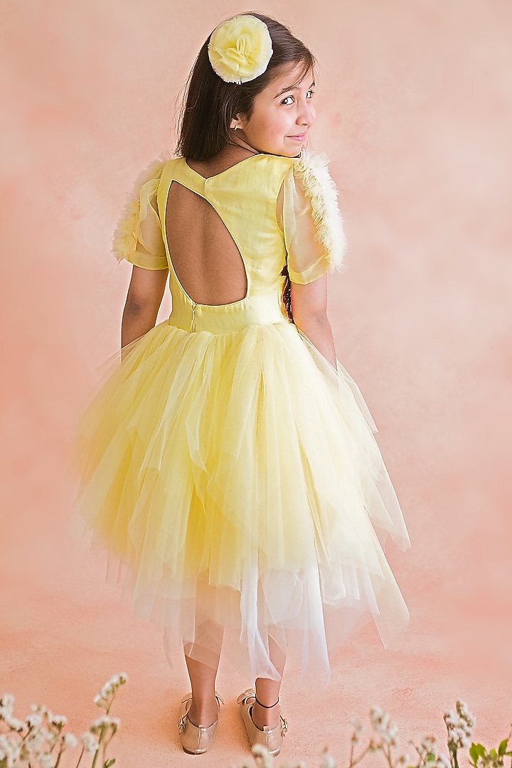 Yellow Embroidered Dress For Girls by pa:paa at Pernia's Pop Up Shop