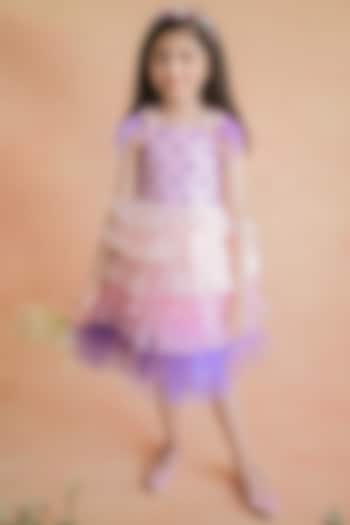 Lavender & Pink Tulle Dress For Girls by pa:paa