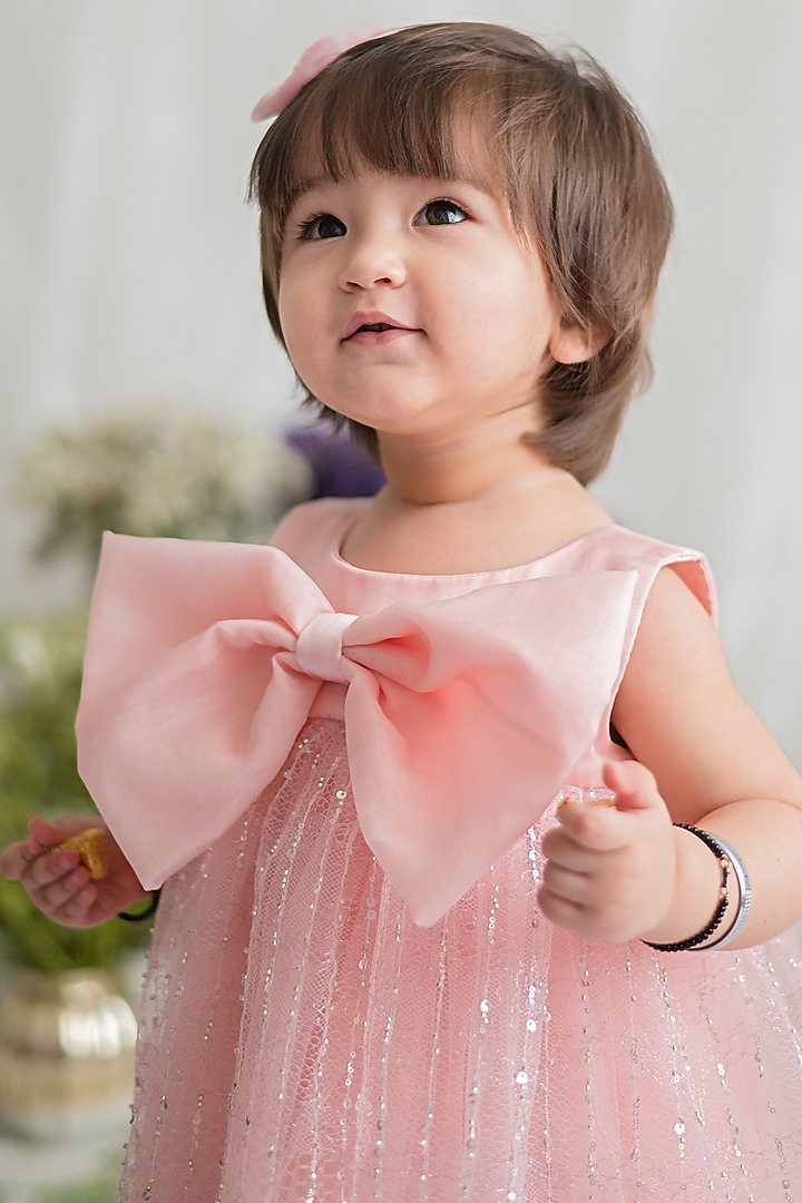 Pink Lace Embroidered Dress For Girls by pa:paa at Pernia's Pop Up Shop