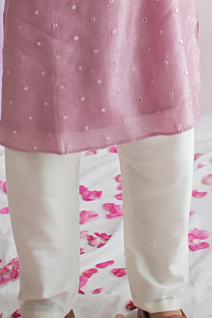 Mauve Silk Kurta Set For Boys by pa:paa at Pernia's Pop Up Shop