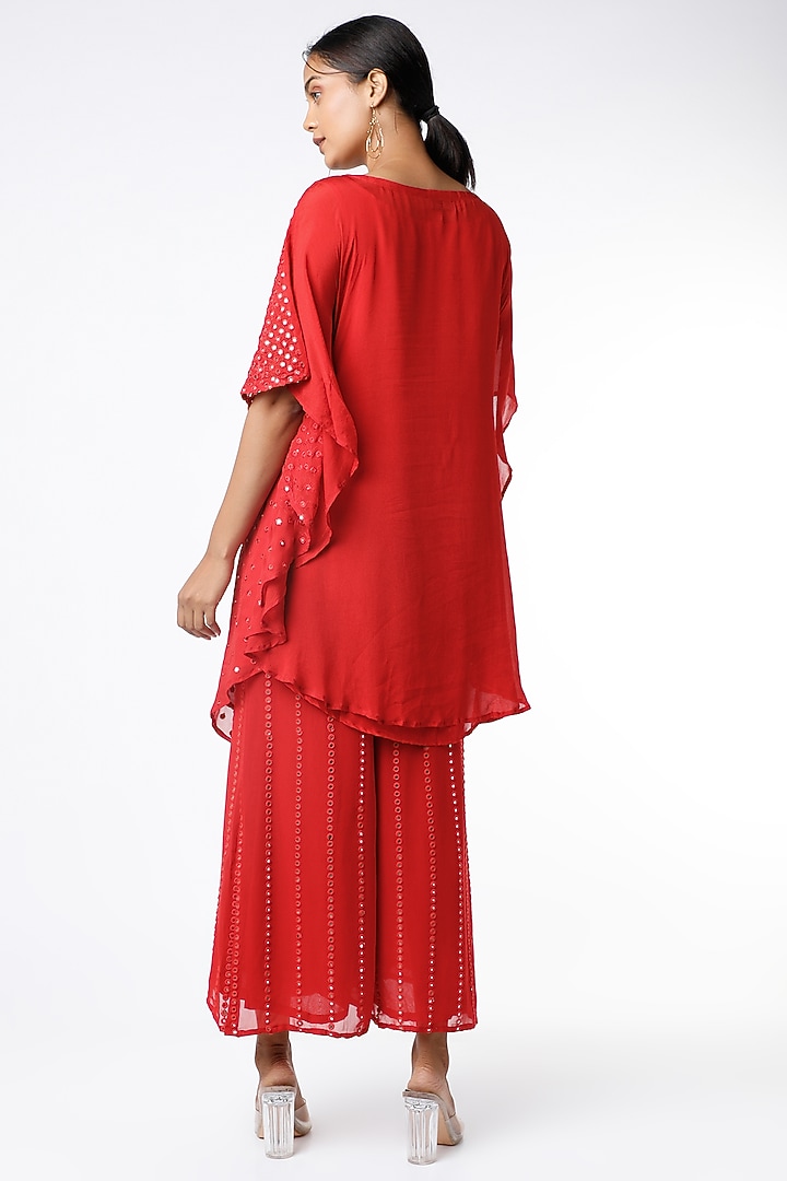 Red Embroidered Party Wear Sharara Set by Poshak apparels at Pernia's Pop Up Shop