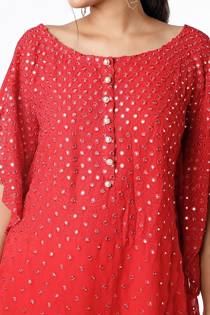 Red Embroidered Party Wear Sharara Set by Poshak apparels at Pernia's Pop Up Shop