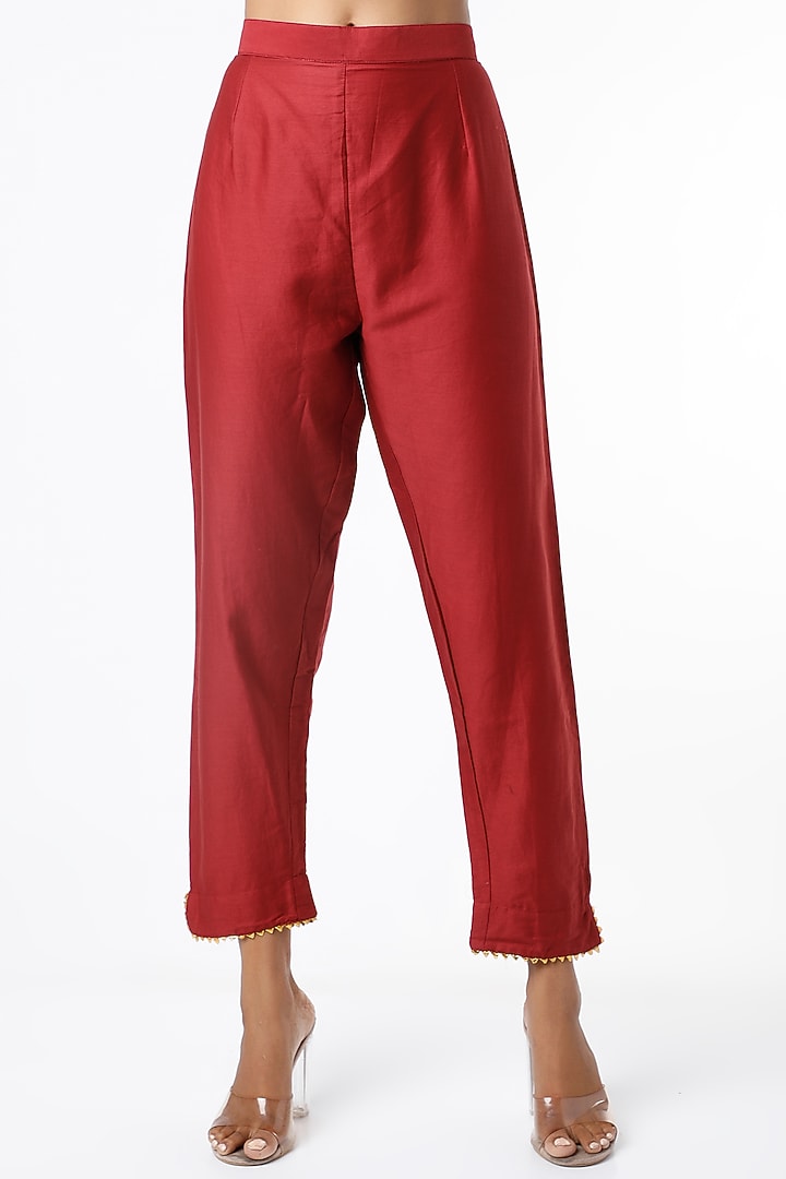 Red Kurta Set With Handwork by Poshak apparels at Pernia's Pop Up Shop