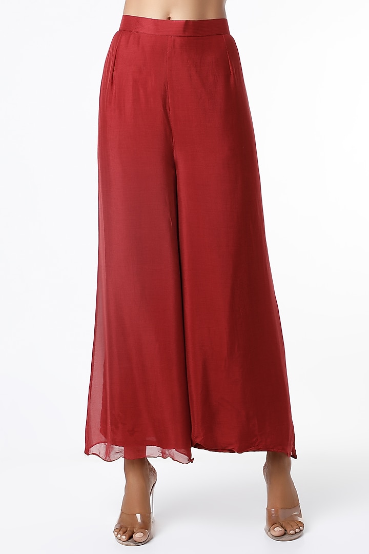 Red Embroidered Asymmetrical Kurta Set  by Poshak apparels at Pernia's Pop Up Shop