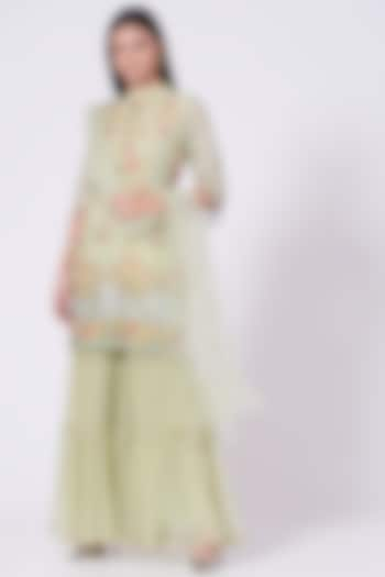 Mint Green Georgette Gharara Set by Poshak apparels at Pernia's Pop Up Shop