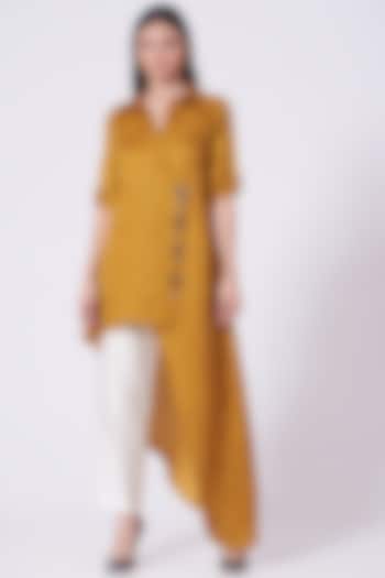 Mustard Asymmetrical Tunic Set by Poshak apparels