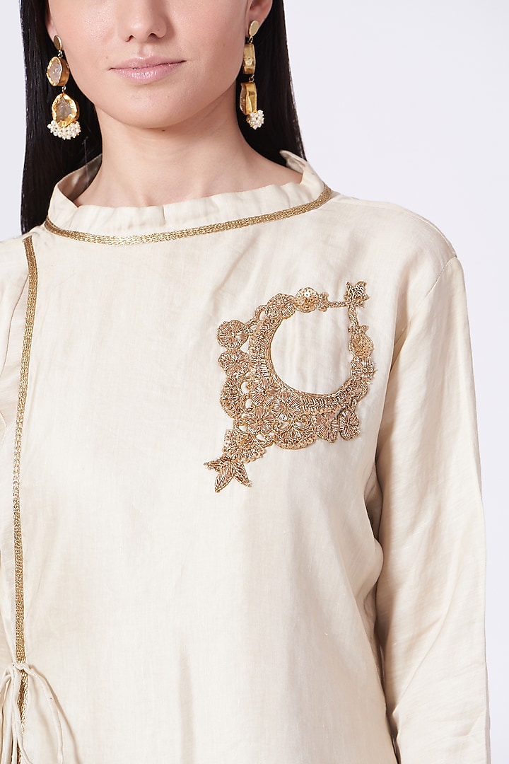 Off-White Embroidered Kurta Summer Dress by Poshak apparels at Pernia's Pop Up Shop
