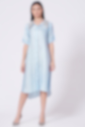Powder Blue Shirt Dress by Poshak apparels