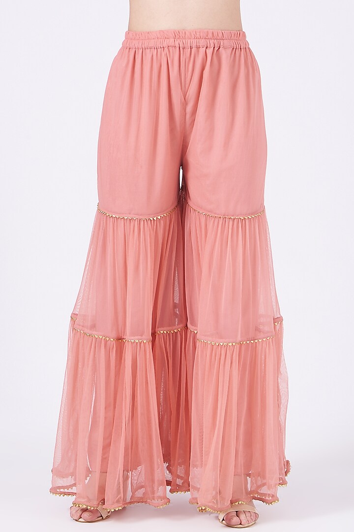 Carrot Pink Embroidered Kurta Set by Poshak apparels at Pernia's Pop Up Shop