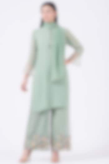 Mint Green Georgette Kurta Set by Poshak apparels