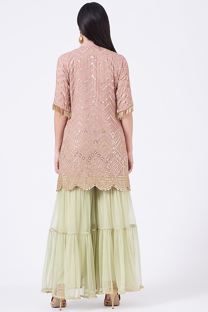 Mint Georgette Layered Gharara Set by Poshak apparels at Pernia's Pop Up Shop