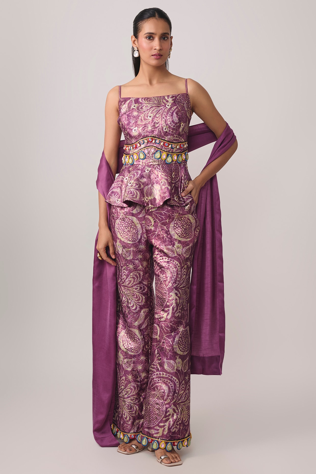 PAPA DONT PREACH PRET Wine Jacquard & Satin Co-Ord Set