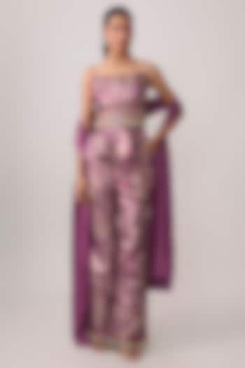 Wine Jacquard & Satin Co-Ord Set by PAPA DONT PREACH PRET at Pernia's Pop Up Shop