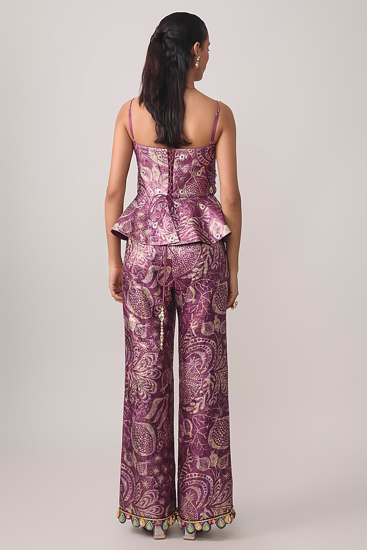 Wine Jacquard & Satin Co-Ord Set by PAPA DONT PREACH PRET at Pernia's Pop Up Shop
